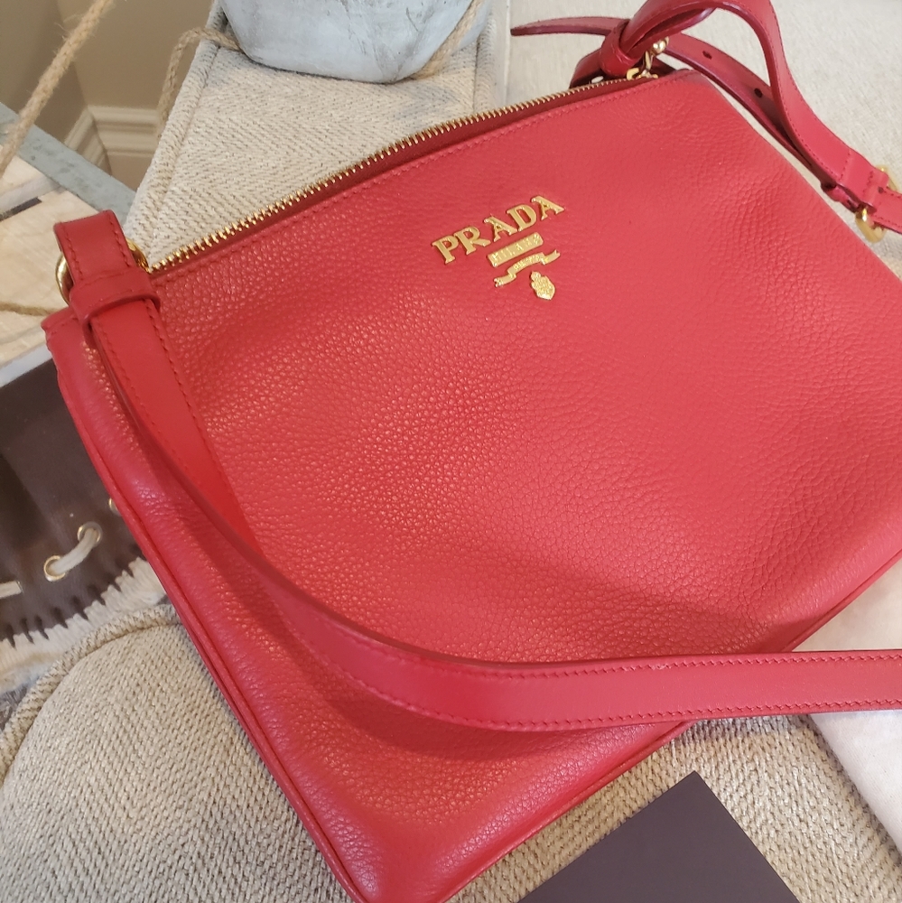 Authentic Prada red leather purse